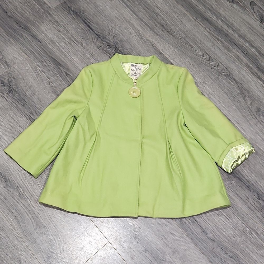 NWT Tulle Lime Green Swing Short Wool Jacket